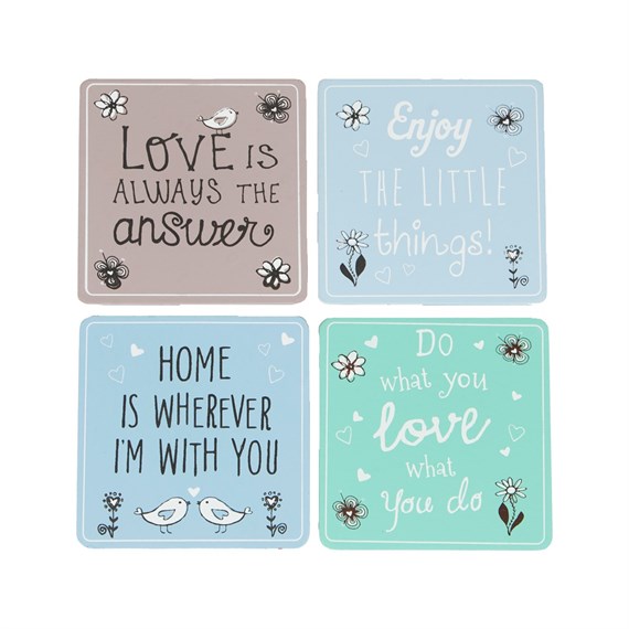 Set of 4 Pastel Sayings Coasters