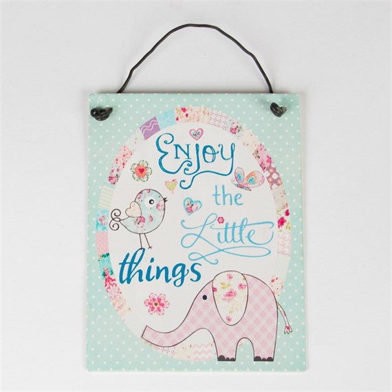 Enjoy the Little Things Pastel Patchwork Small Plaque
