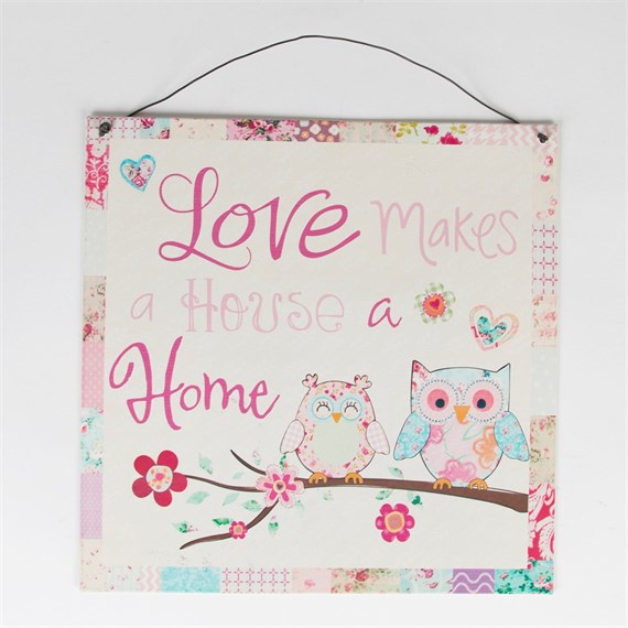 Love Makes a House Pastel Patchwork Medium Plaque