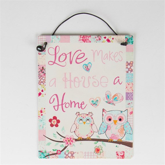 Love Makes a House Pastel Patchwork Small Plaque
