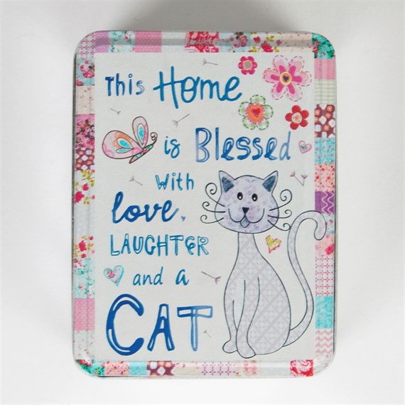 Blessed with a Cat Pastel Patchwork Storage Tin