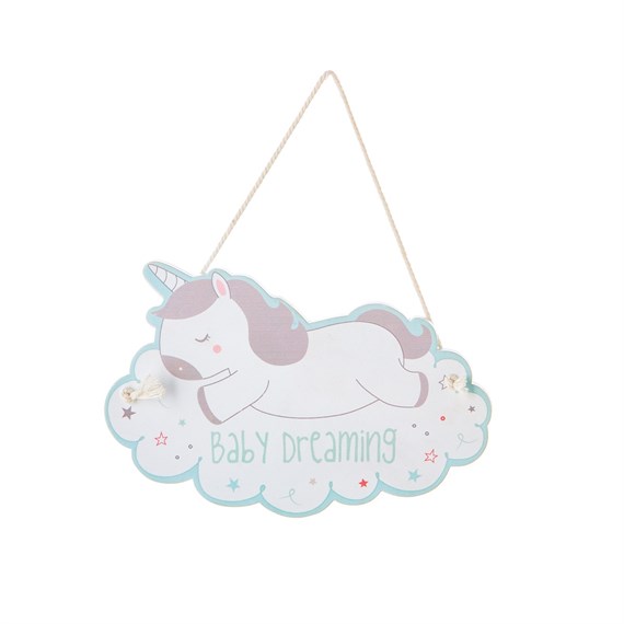 Evie Unicorn Baby Room Hanging Plaque