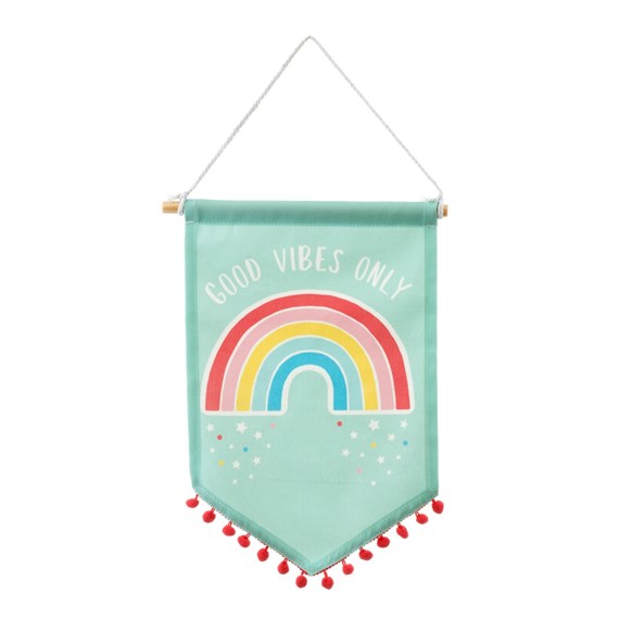 Chasing Rainbows Banner Flag with Pom Pom