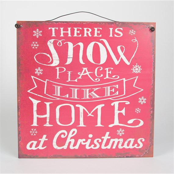 There is Snow Place Retro Plaque Red