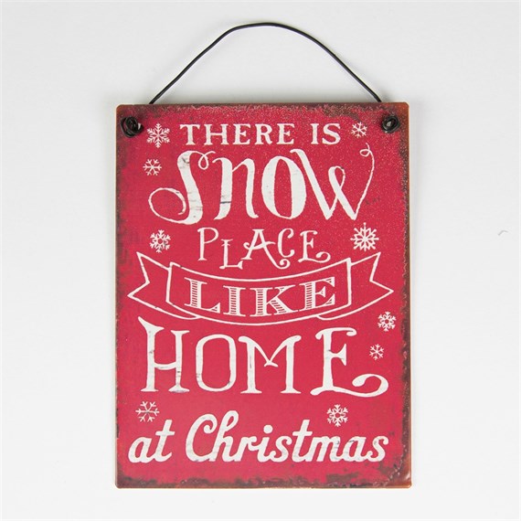 There is Snow Place Mini Retro Plaque Red
