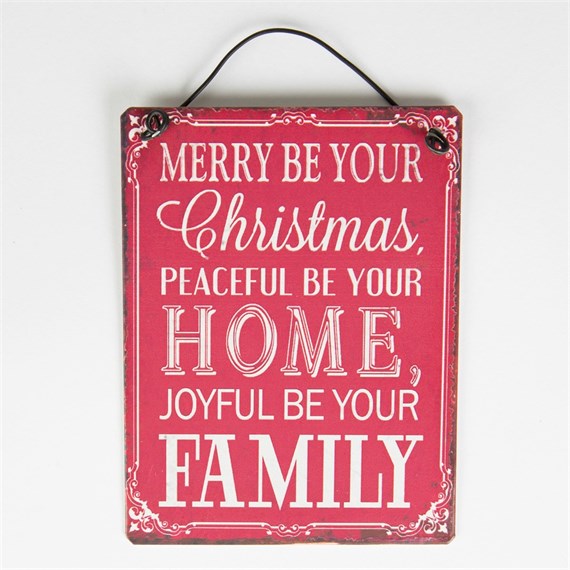 Merry Be Your Christmas Mini Retro Plaque Red