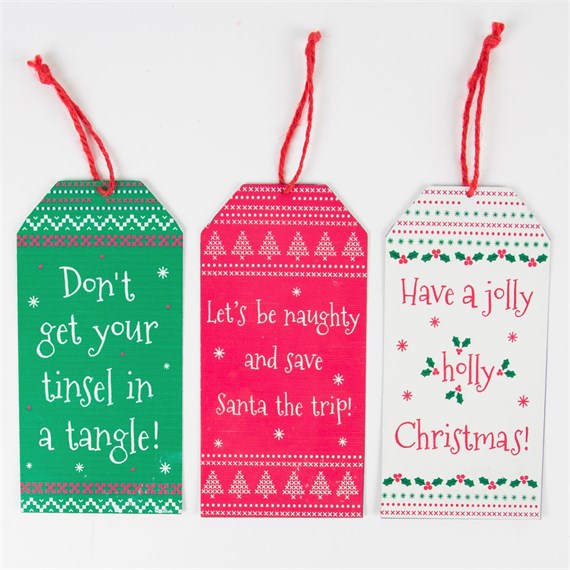 Christmas Tag Decoration with Festive Message Assorted
