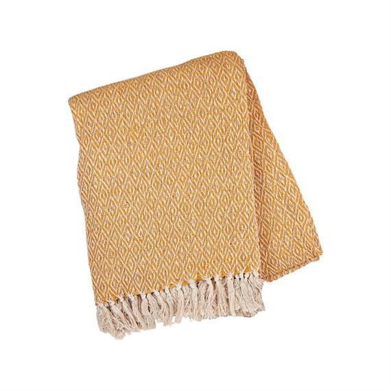 Scandi Boho Mustard Blanket Throw