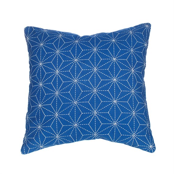 Stitch Print Blue Cushion Cover