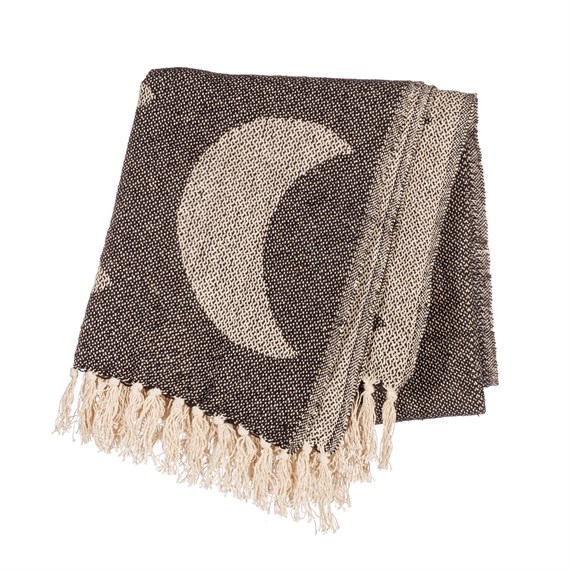 Phases of the Moon Jacquard Grey Throw