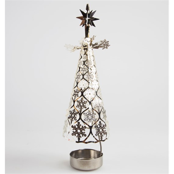 Small Christmas Tree Tealight Holder Silver