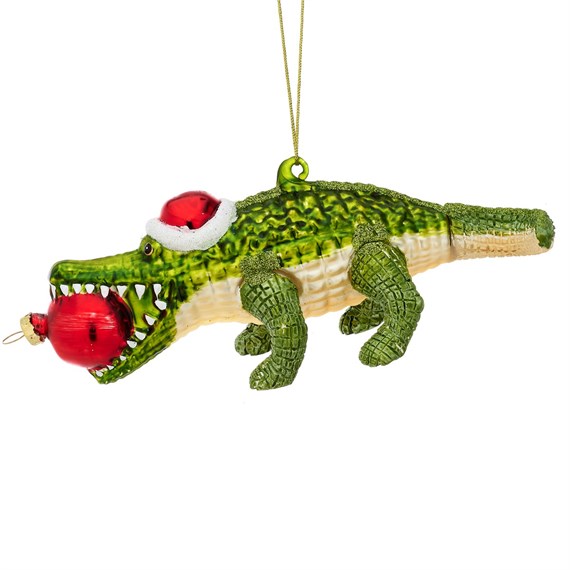 Jungle Fun Santa Alligator Shaped Bauble