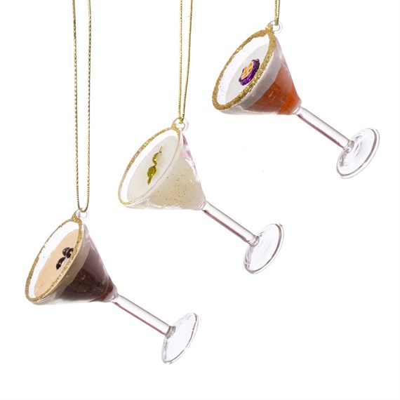Martini Cocktail Baubles - Set of 3
