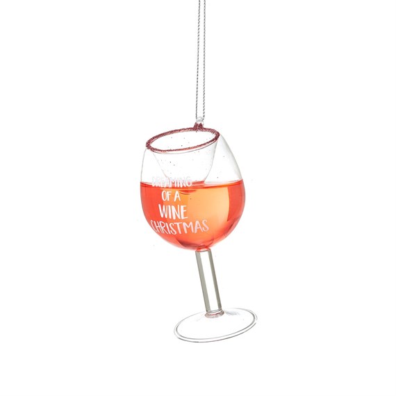 Dreaming of a Wine Christmas Shaped Bauble Pink