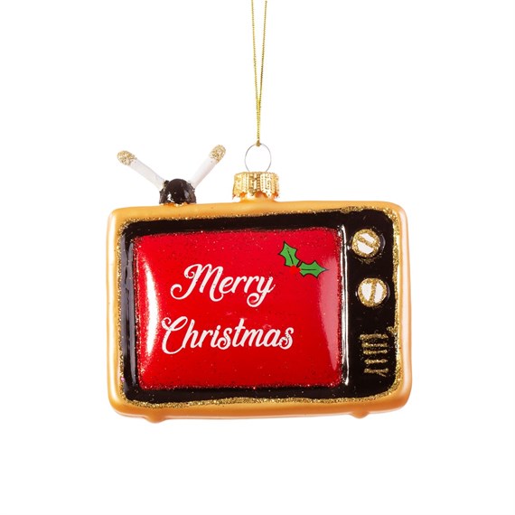 Retro Tv Shaped Bauble Red
