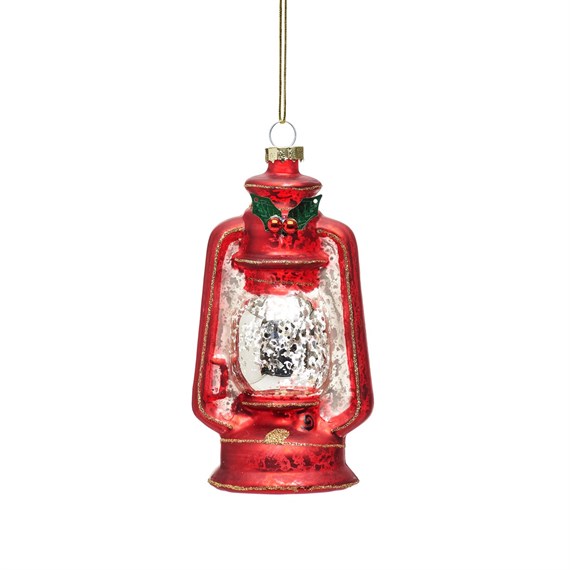 Camping Lantern Shaped Bauble Red