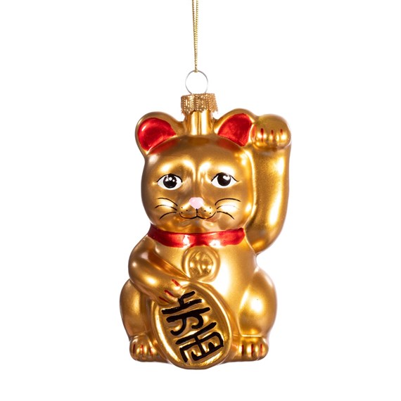 Gold Lucky Cat Shaped Bauble