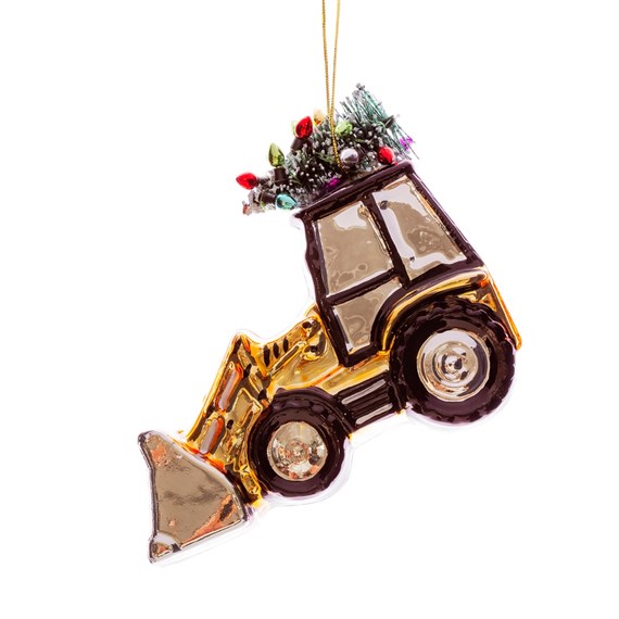 Golded Tractor with Tree Shaped Bauble