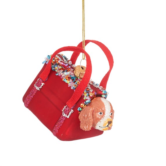 Dog in Carry Bag Shaped Bauble