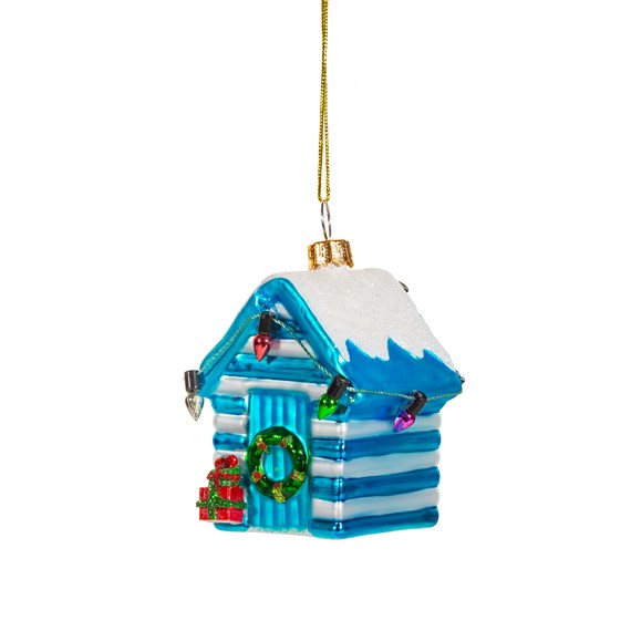 Blue Mini Beach Hut Shaped Bauble