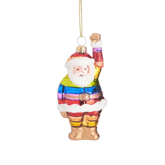 Rainbow Santa Shaped Bauble