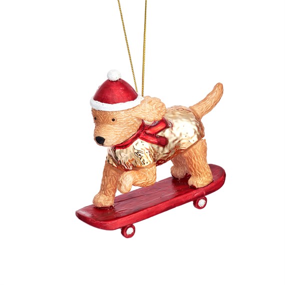 Skateboarding Cockapoo Shaped Bauble