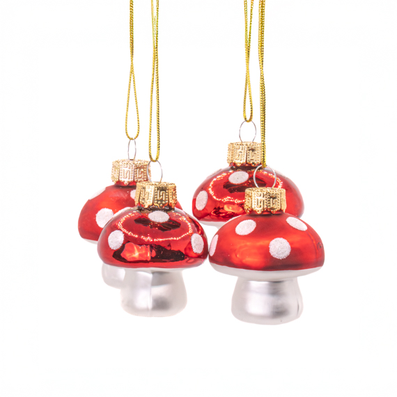 Small Mushroom Shaped Bauble - Set of 4