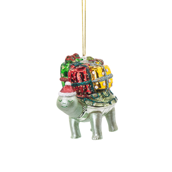 Tortoise wih Presents Shaped Bauble