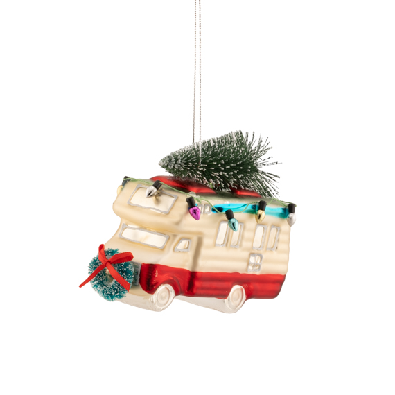 Camper Van with Christmas Tree Shaped Bauble