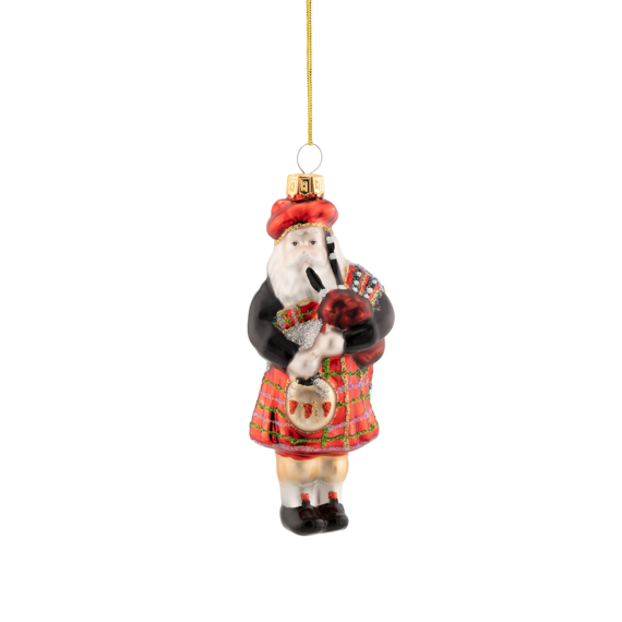 Bagpipe Santa Shaped Bauble