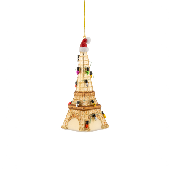 Eiffel Tower with Fairy Lights Shaped Bauble