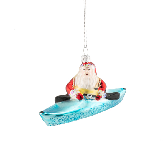Santa in a Canoe Shaped Bauble