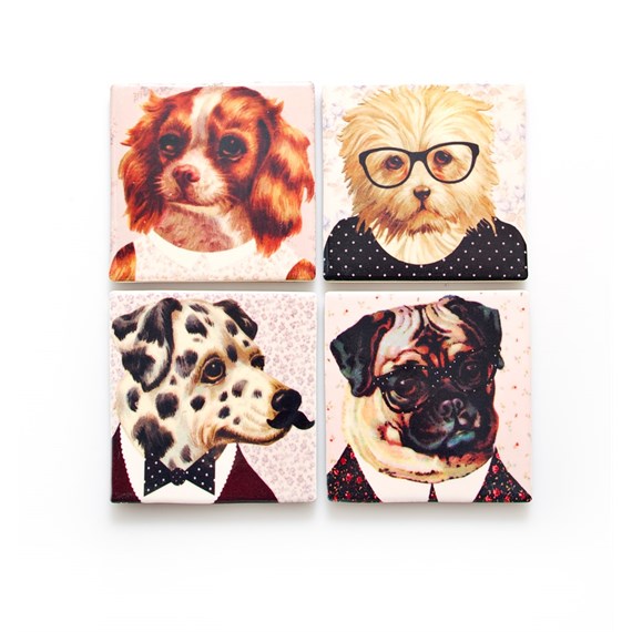 Set of 4 Dog Dress Up Coasters