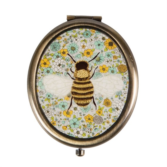 Summer Floral Bee Oval Compact Mirror