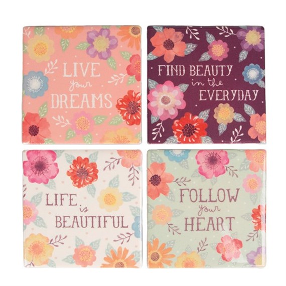 Set of 4 Watercolour Floral Coasters