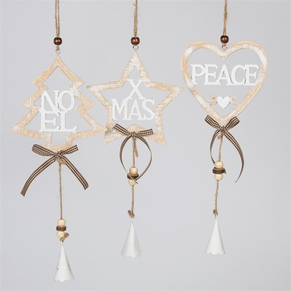 Frosty Christmas Sign Hanging Decoration Assorted