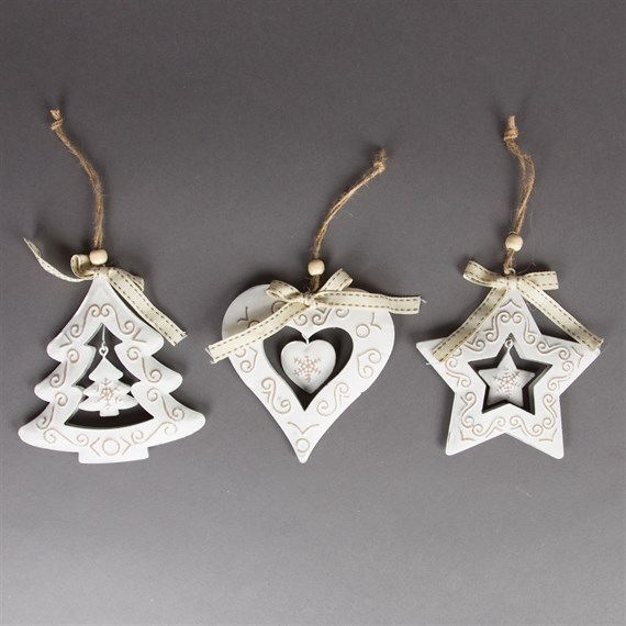 Snowy Christmas Tree Hanging Decoration Assorted