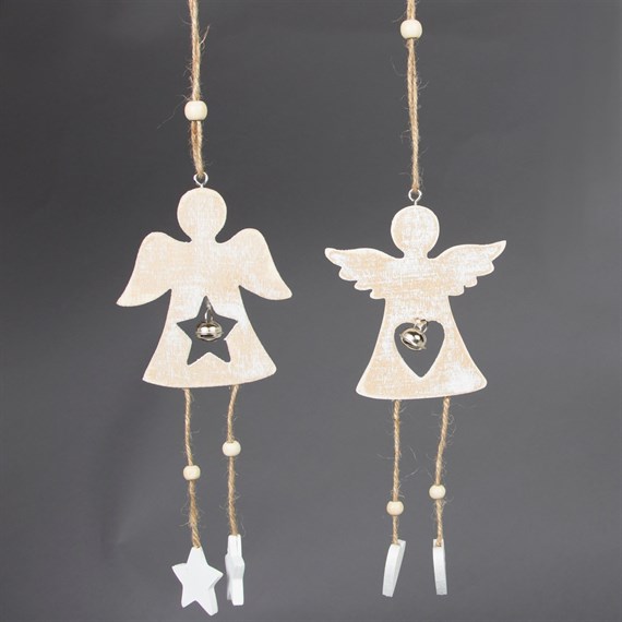 Frosty Angel with Bell Hanging Decoration Assorted