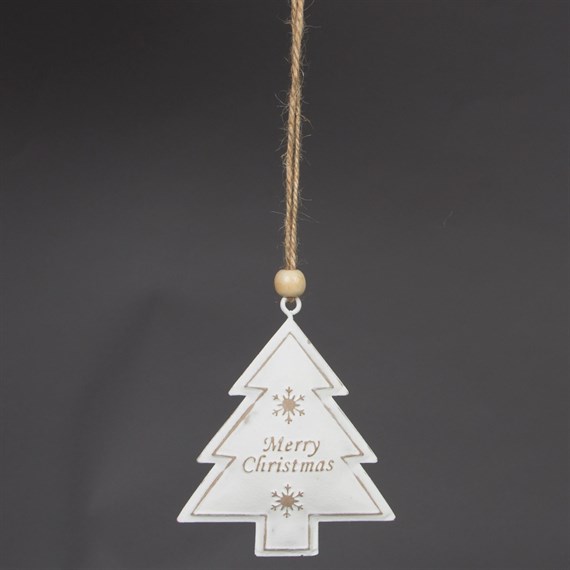 Snowy Merry Christmas Tree Hanging Decoration