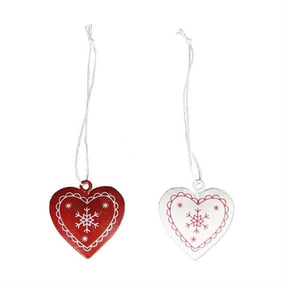 Christmas Spirit Mini Heart Hanging Decorations - Set of 6