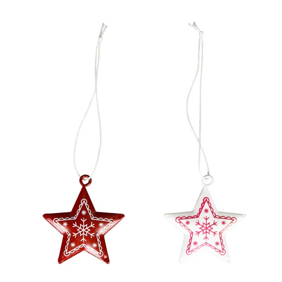Set of 6 Christmas Spirit Mini Star Hanging Decorations
