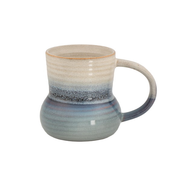 Blue Ribbed Belly Mug