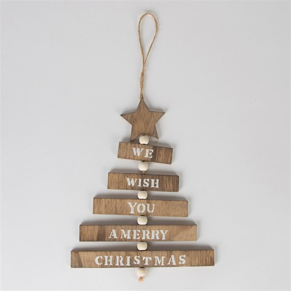 Christmas Wishes Hanging Tree in Natural Wood