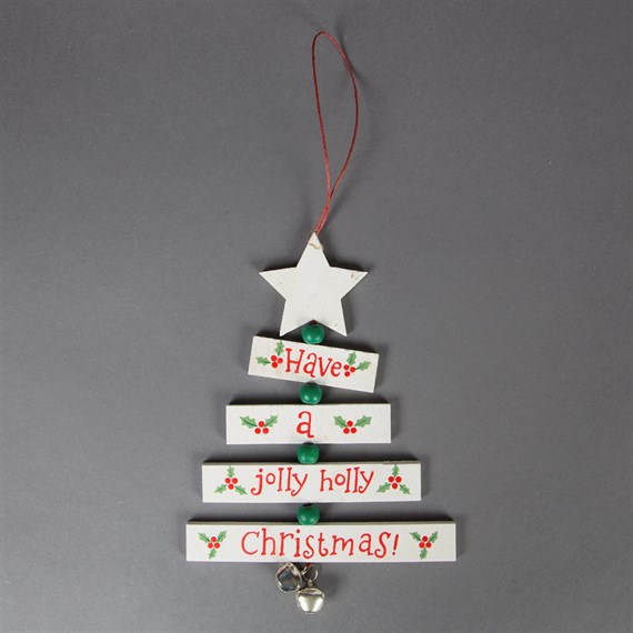 Christmas Wishes Hanging Tree in White & Green