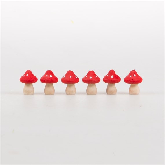 Mini Standing Forest Toadstool Decorations - Set of 6