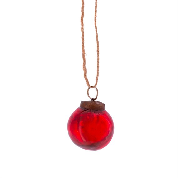 Red Vintage Glass Bauble Small