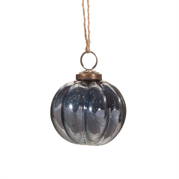 Antique Grey Recycled Glass Melon Bauble