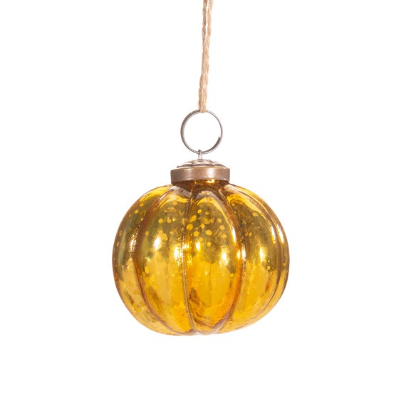 Gold Recycled Glass Melon Shaped Bauble