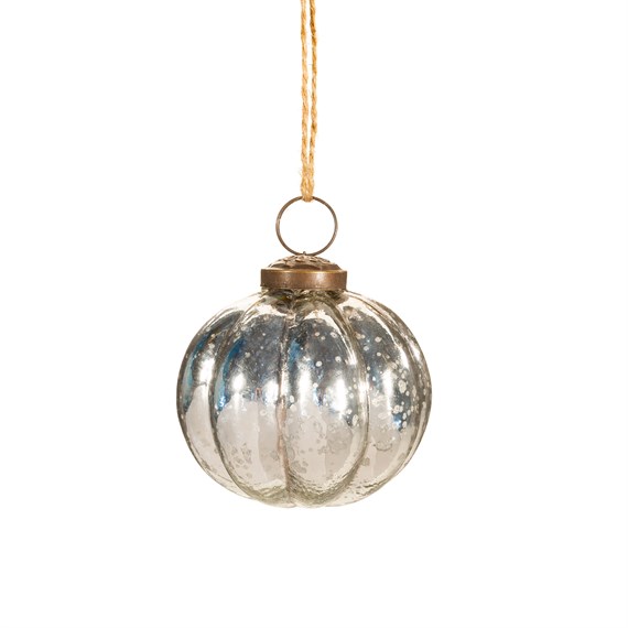 Silver Recycled Glass Melon Shaped Bauble