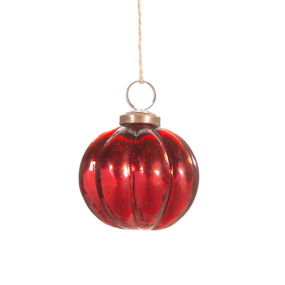 Red Recycled Glass Melon Shaped Bauble